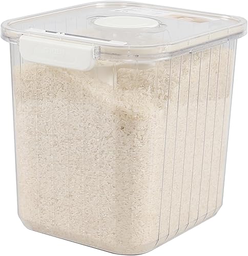 Miniatura 8 de Recipiente hermético transparente para arroz de 22 libras con taza medidora, contenedor de almacenamiento de arroz sellado, sin BPA, 1 paquete