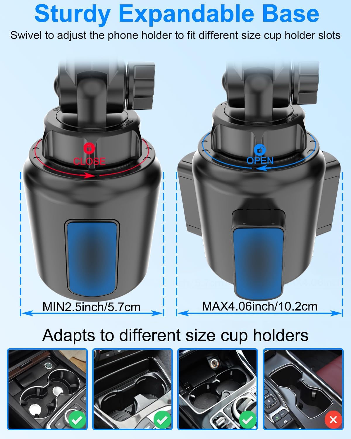 Cup Holder Tablet Mount for Car, iPad Cup Holder Mount for Truck with Adjustable Arm, Car Cup Tablet Holder for iPad Pro 12.9, Air, Mini, iPhone, Galaxy Tab/Z Fold, 4.7-13" Tablets
