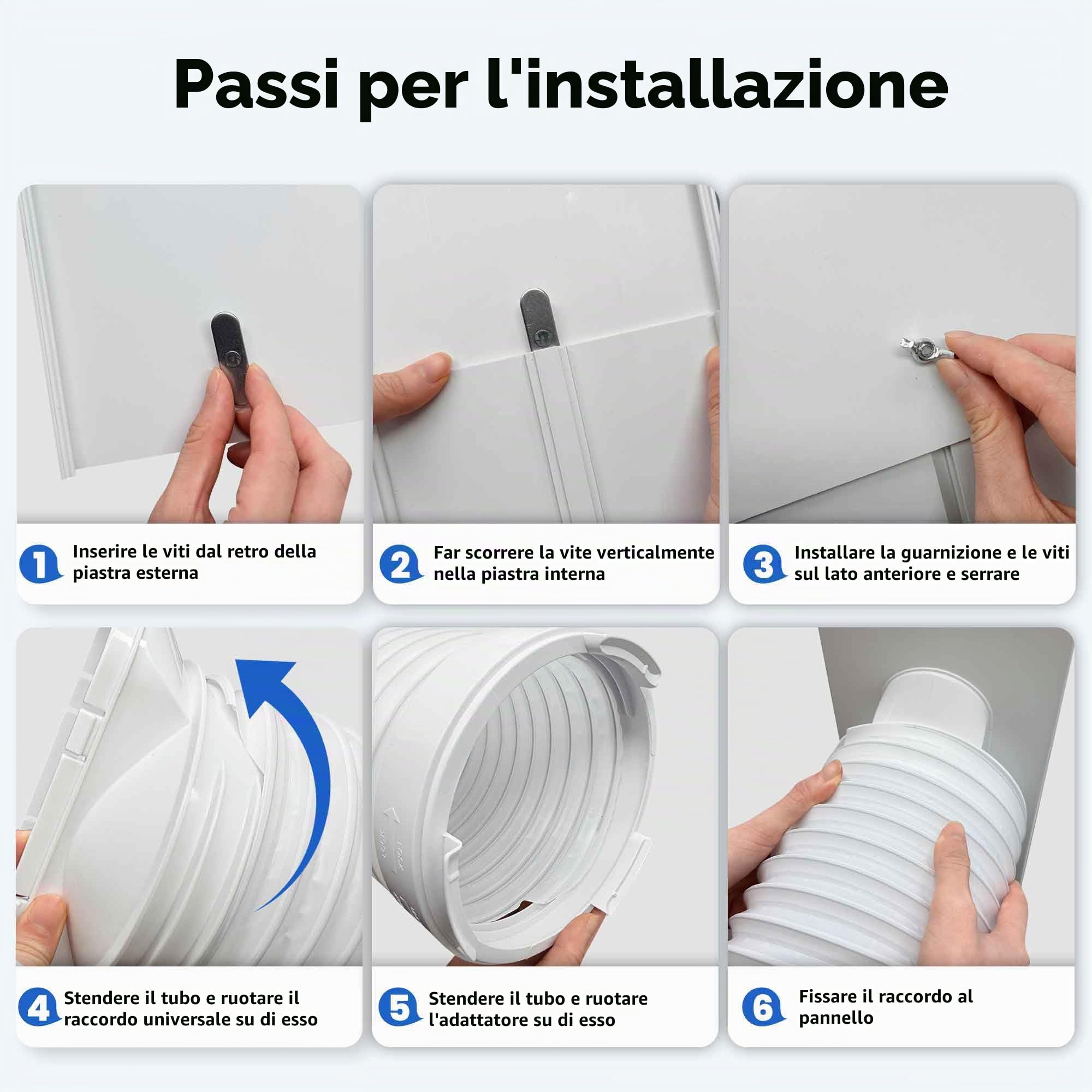 Kit di ventilazione per finestra AC portatile, con tubo di scarico da 15 cm, accoppiatore da 15 cm e protezione per uccelli, kit di guarnizioni regolabili per finestre del condizionatore