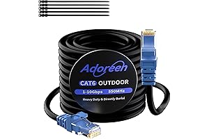 Adoreen Cat 6 Outdoor Ethernet Cable 100 Ft Black