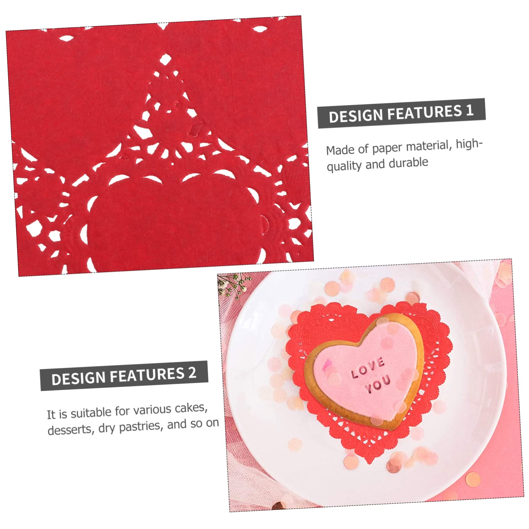 Cabilock 3 Sätze Papierauflage Hochzeitsdeko Weihnachtsdeko Tortendeko Firmung Funkeln Transparent Verpackungspapier Hochzeit Dekoration Deckchen in Liebesform Desktop-deckchen 300 Blatt*3
