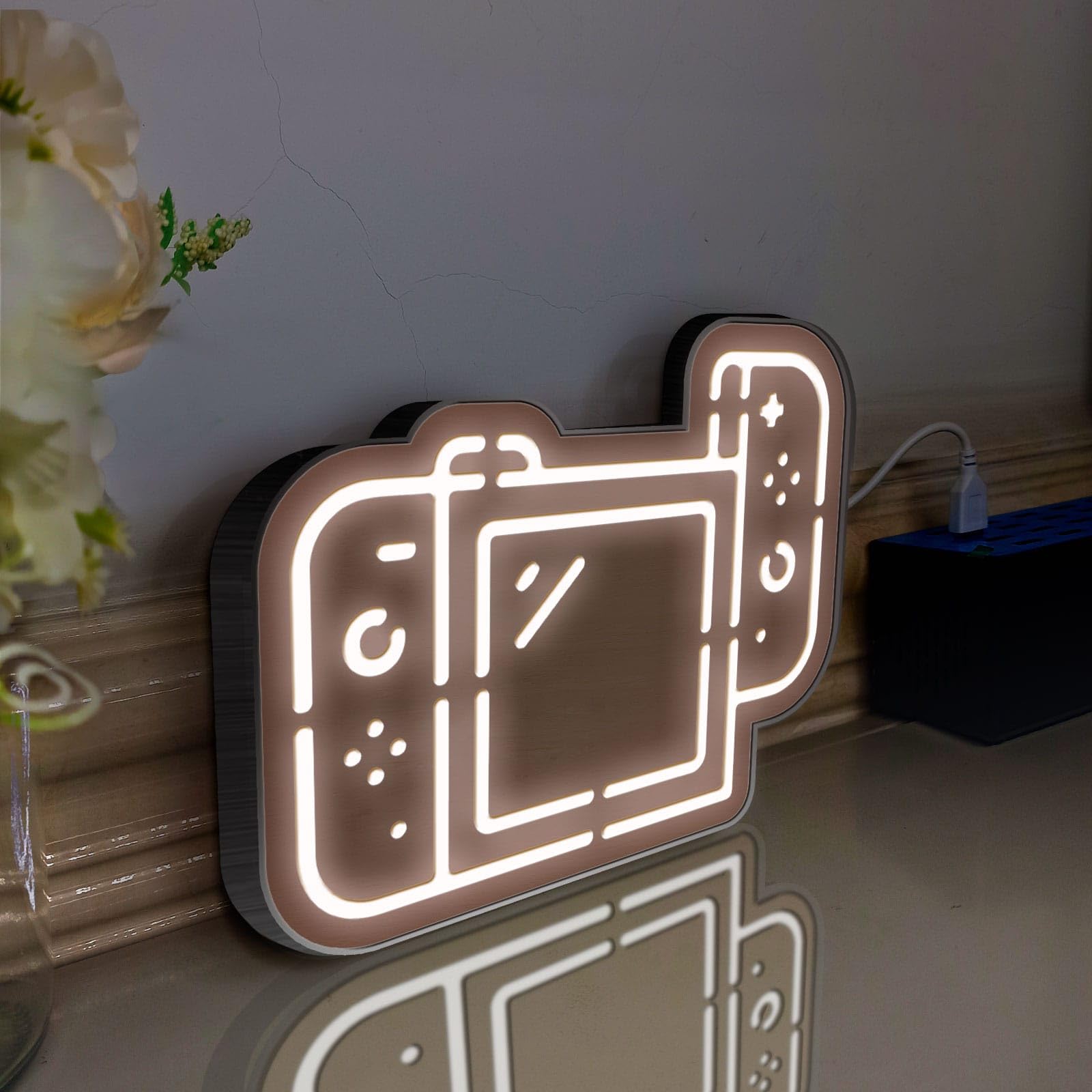 Konsola do gier LED, kontroler do gier, dekoracja ścienna, znak świetlny, dekoracja biurka, dekoracja sypialni, prezent dla fanów gier (światło statyczne, duży rozmiar)