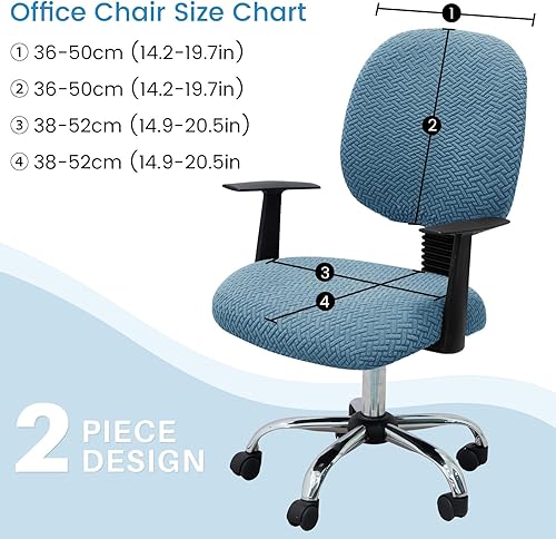 Vista 13 de MIFXIN Funda elástica elástica para silla de computadora, 2 piezas, de punto, universal, para silla de computadora, protector de muebles
