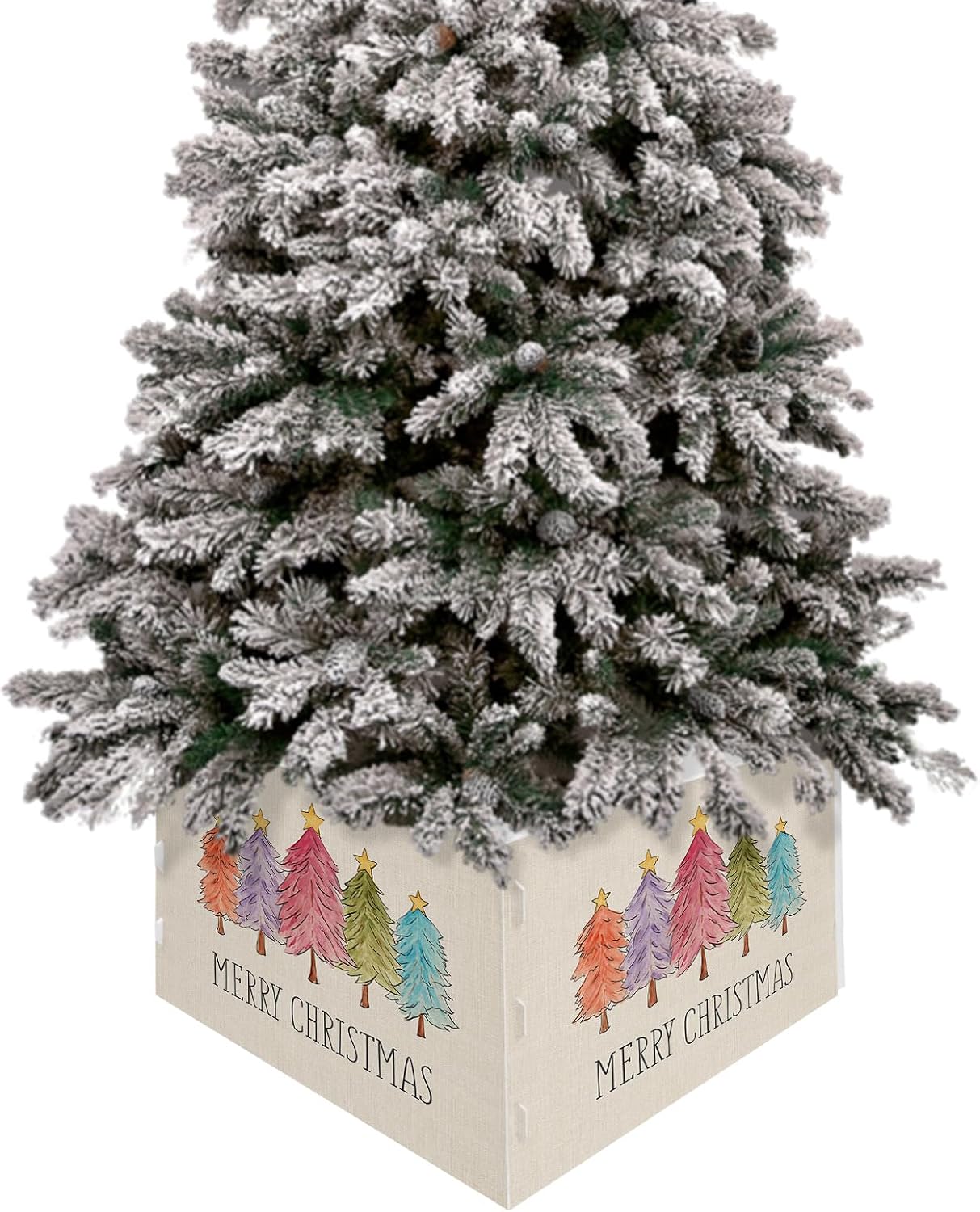 Christmas Tree Collar 4PCS-14.5"x 10", Christmas Tree Ring Merry Christmas Colorful Xmas Tree Christmas Tree Stands Skirts Base Covers for Xmas Holiday Home Decor