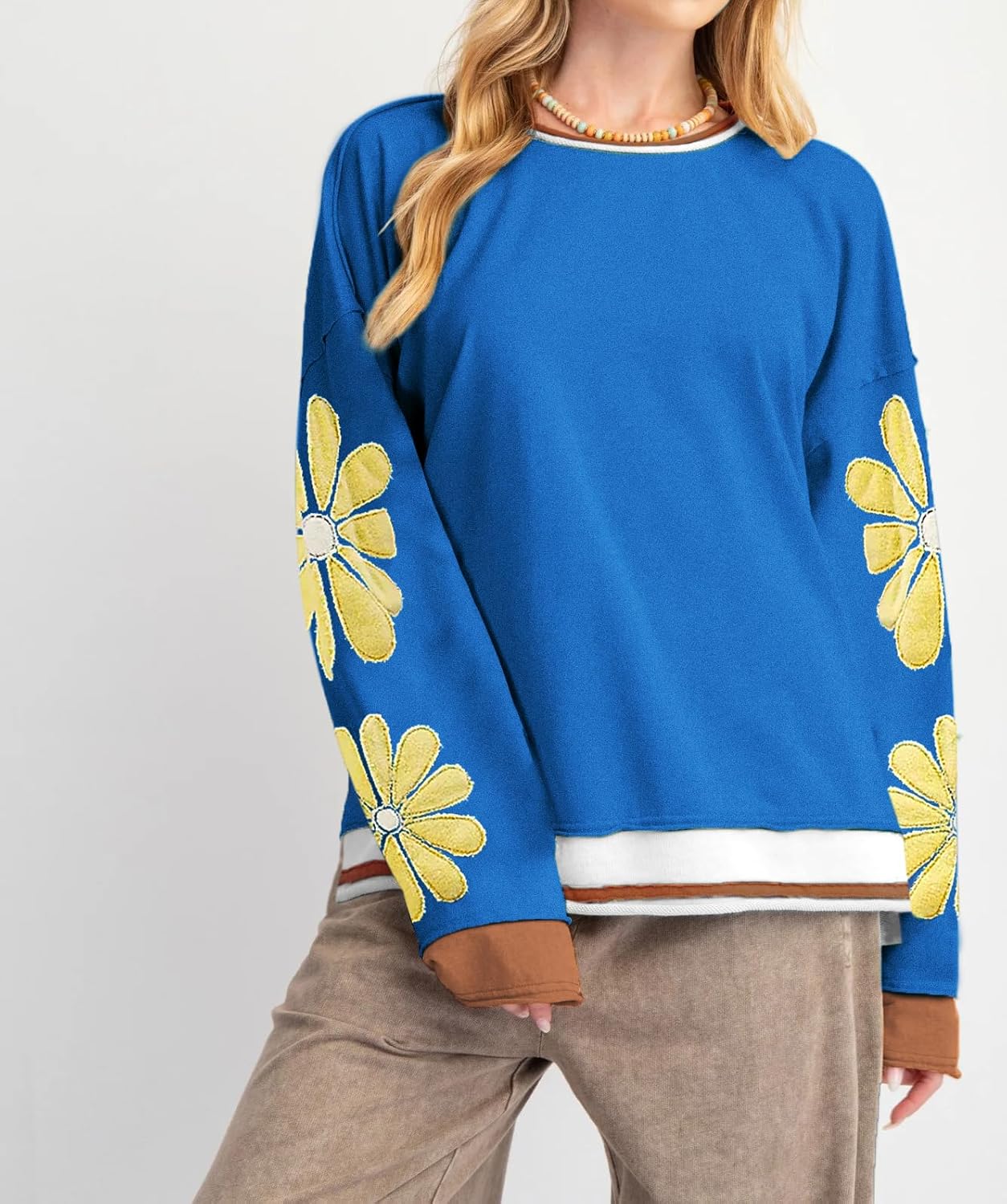 Women Teen Girls Cute Oversized Crewneck Sweatshirt Y2k Star Seashell Graphic Long Sleeve Sweatshirt Preppy Clothes - Image 6