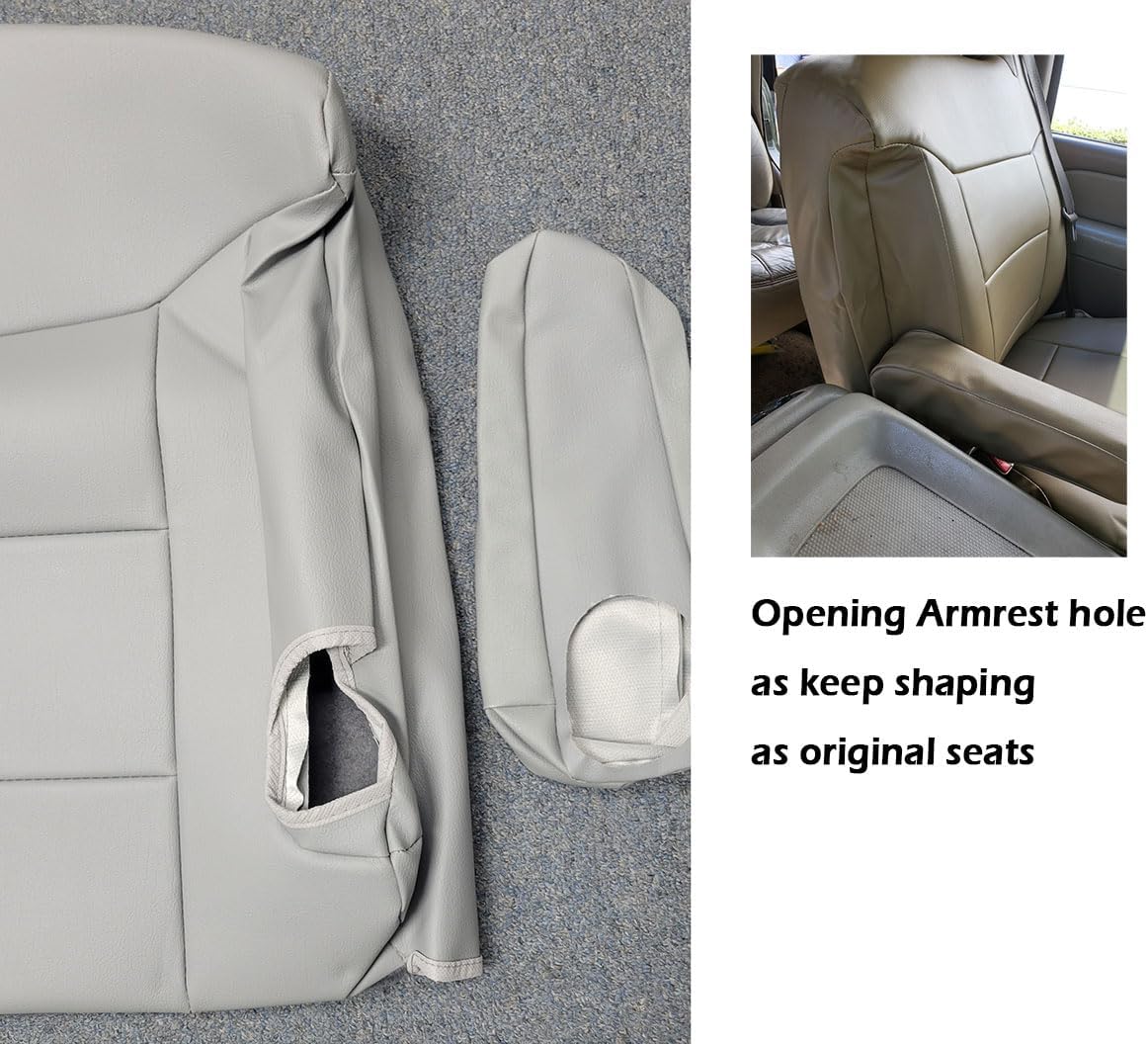 Iggee 2000-2002 Chevy Silverado Black Artificial Leather Custom Made Original fit Front Seat Covers & 2 Armrest Covers