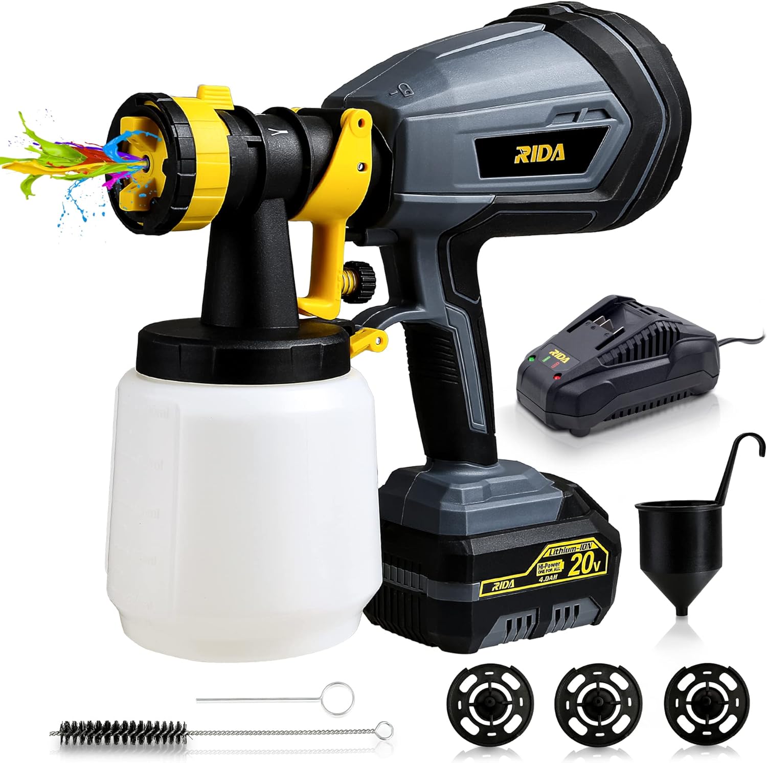 RIDA Cordless Paint Sprayer Gun 20V 300W HVLP Sprayers