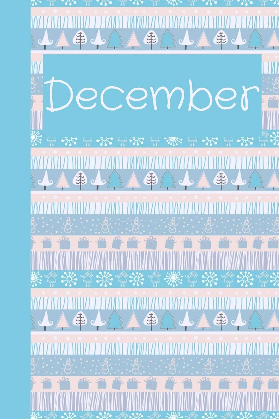 December: Monthly Journal / Lined Notebook A Month / Winter Trees and Snowflakes Background