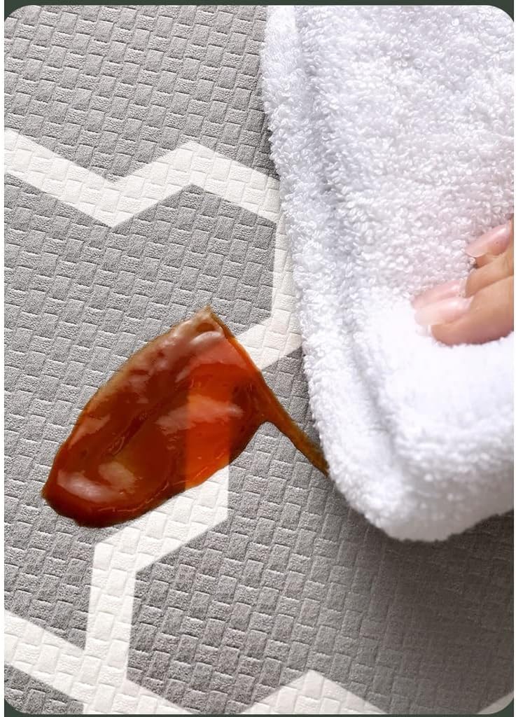 Kitchen Mat Geometric Pattern Leather Mats for Anti-Fatigue Proof and Oil-Proof Rugs