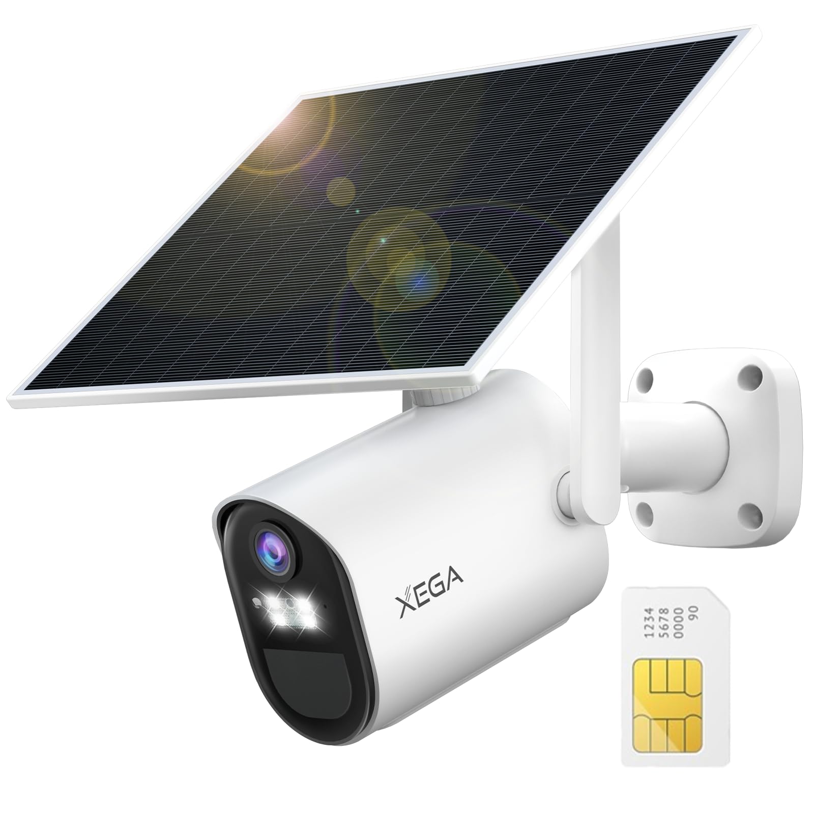 Xega 4G LTE Solar Überwachungskamera mit SIM Karte 2K Farbnachtsicht IP66