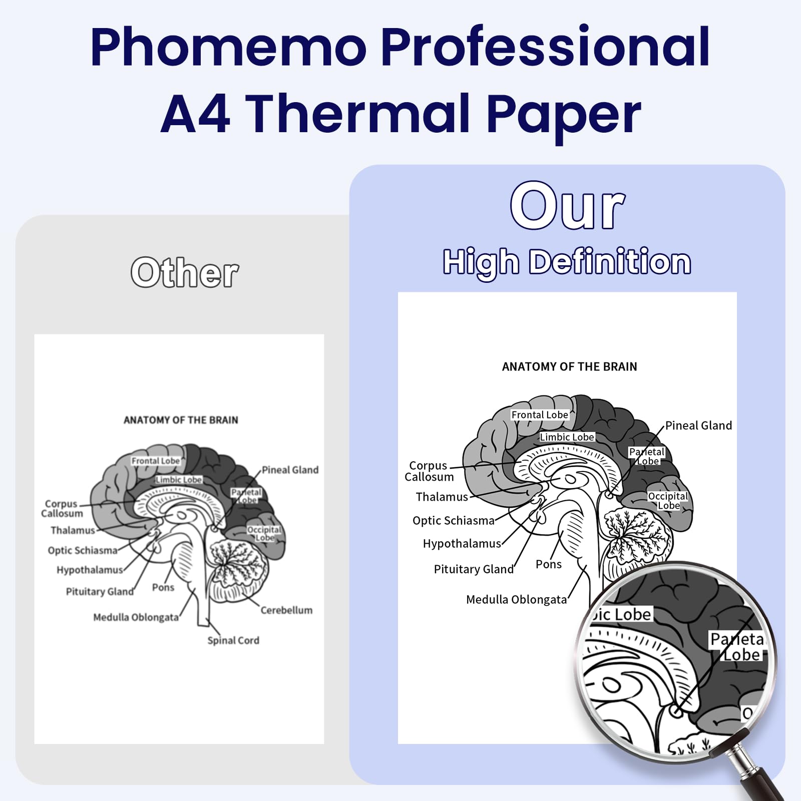 Phomemo A4 Papier do drukarki, biały, jednokartkowy, szybkoschnący papier termiczny do przenośnej drukarki termicznej A4 M08F/P831/M832/M833/M834/M835, 8,27" x 11,69" (210 mm x 297 mm), 100 arkuszy/pu