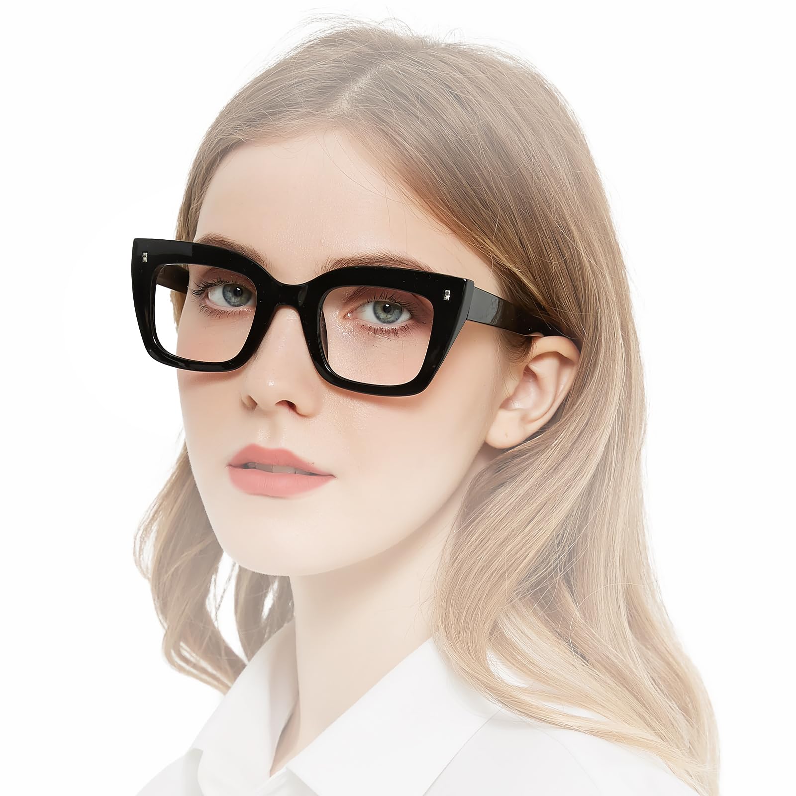OCCI CHIARI Oversized Women's Reading Glasses 2.5 Butterfly Readers Glasses for Women Thick Frame Spectacles Spring Hinge (Black, 250)