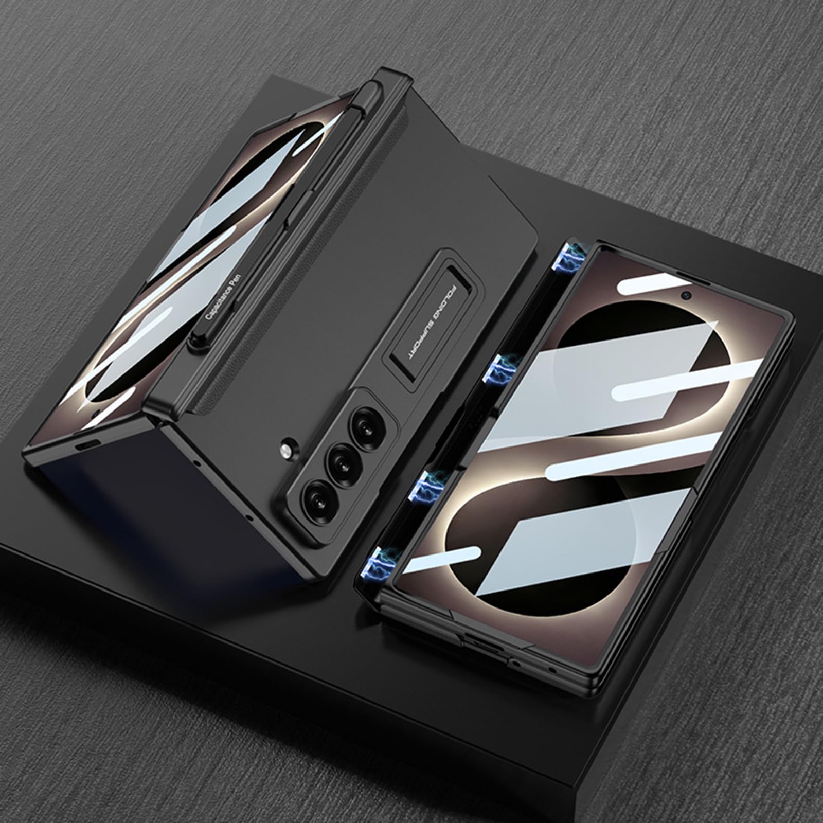 Custodia con cavalletto for Samsung Galaxy Z Fold 8 Ultra | Con slot for penna S, protezione cerniera, guscio antiurto dello schermo(Gray)