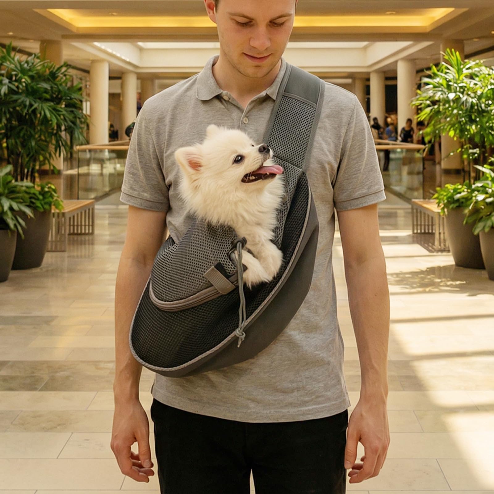 Borsa da Viaggio per Cani, Regolabile Borsa Animali Domestici, Trasportino da Passeggio, Borsas Porta Cane, Marsupio per Cani, per Viaggio Passeggiata（Nero）