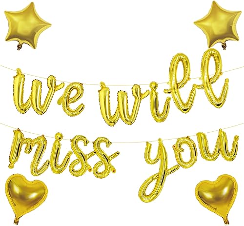 Stcomart We Will Miss You - Kit de decoración de globos, decoraciones de fiesta de despedida de jubilación, dorado