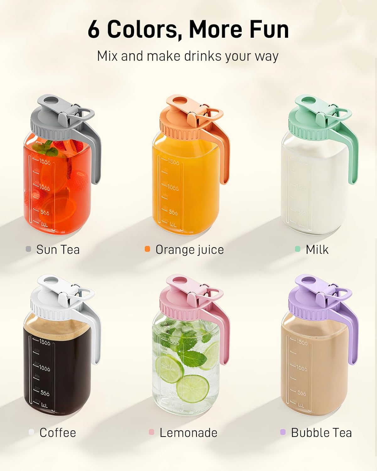 64 oz Glass Pitcher with Lid, Large Wide Mouth Mason Jar with Pour Spout, Pink Sun Tea Jar for Outside, Glass Water Pitcher Great for Drink, Cold Beverages and Breast Milk - Image 8