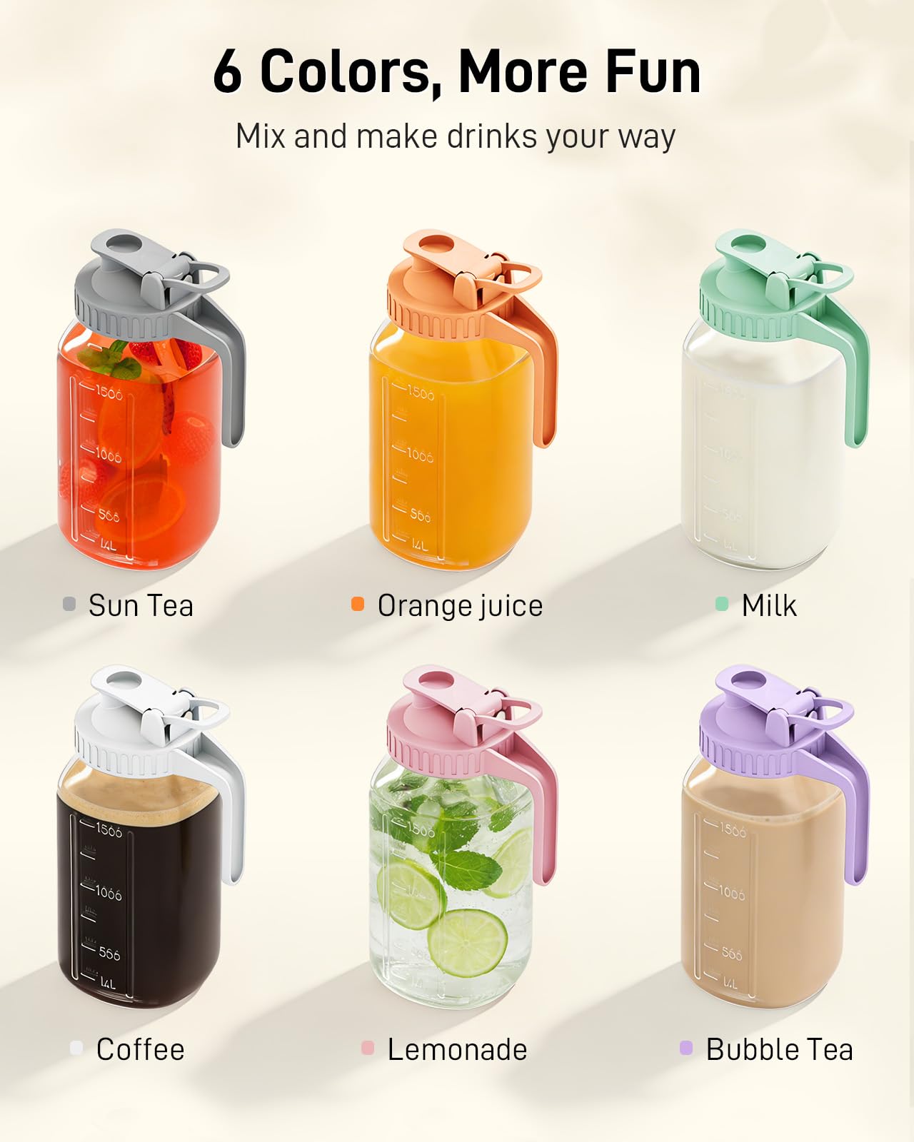 64oz Glass Pitcher - Iced Tea & Sun Tea -8