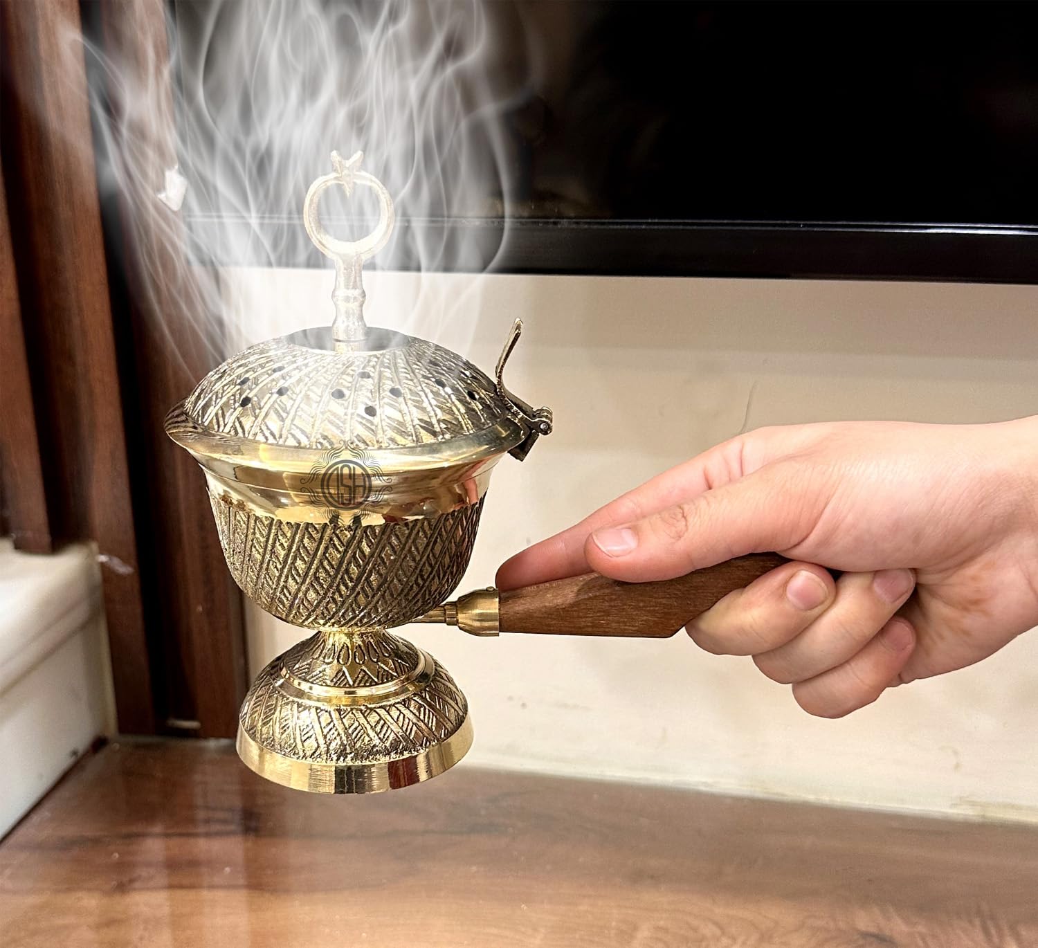 DSH Brass Dhuna Loban Burner with Wooden Handle Dhoop Dani Dhooni Decorative Insence Burner Holder and Gift Items (LBN-17-MOONstar) (B0BZ8R8V4C) Amazon Price History, Amazon Price Tracker