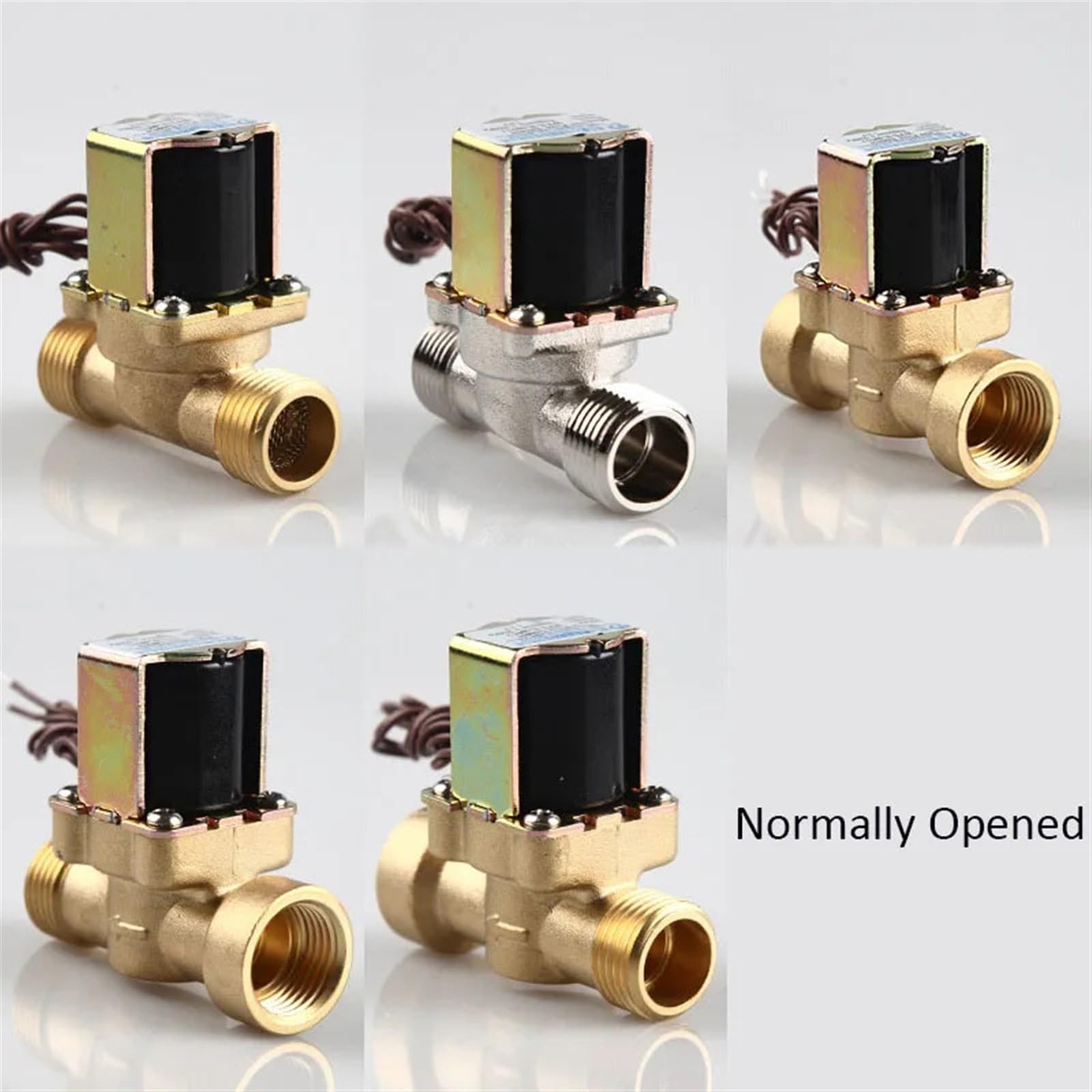 Valvola solenoide elettrica in ottone da 1/2" e 3/4", interruttore di flusso di ingresso dell'acqua da 12 V/24 V/220 V per riscaldatore solare, 1 pezzo (1/2" 220 V AC OPEN)