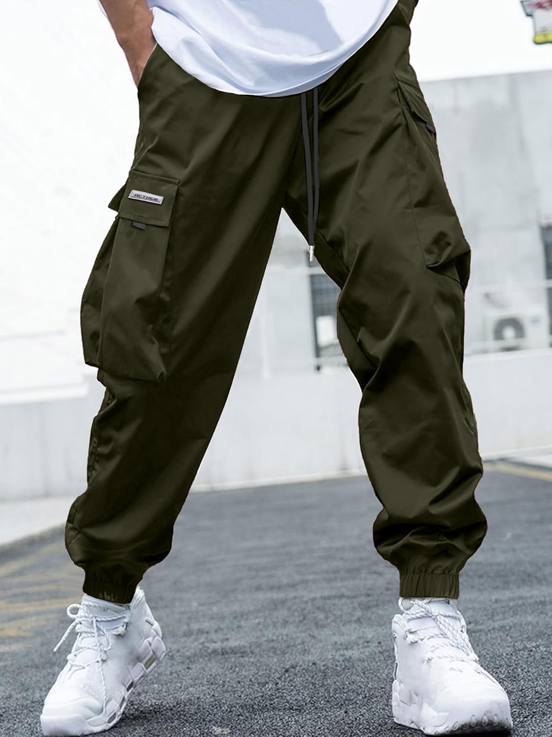 JEMLDL Mens Cargo Joggers Pants Elastic Waist Drawstring Baggy Sweatpants Techwear Pants for Men - Image 3