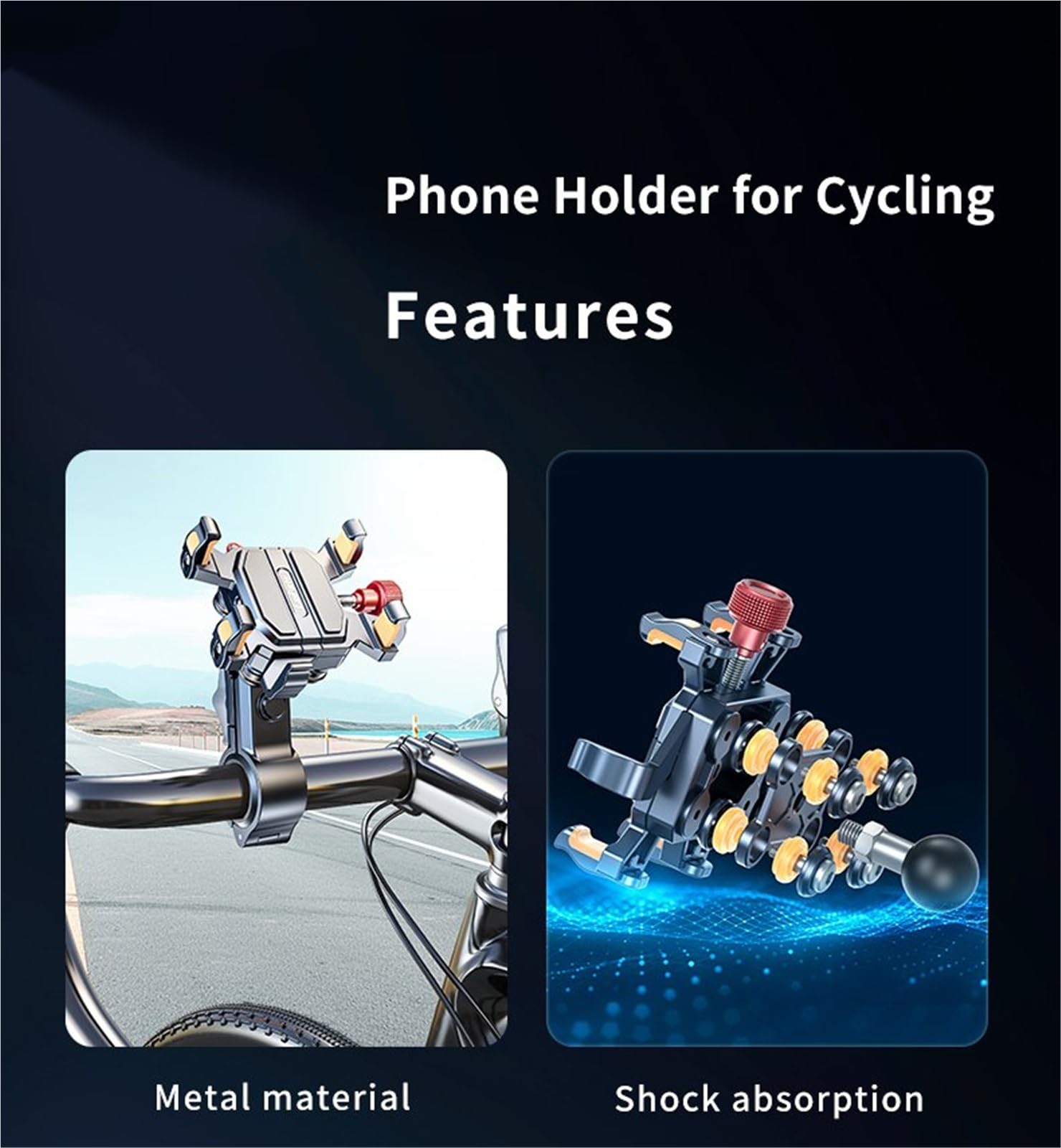 Soporte Universal para Teléfono Móvil para Motocicleta con Amortiguador, Soporte para Móvil Y Navegador para Moto.