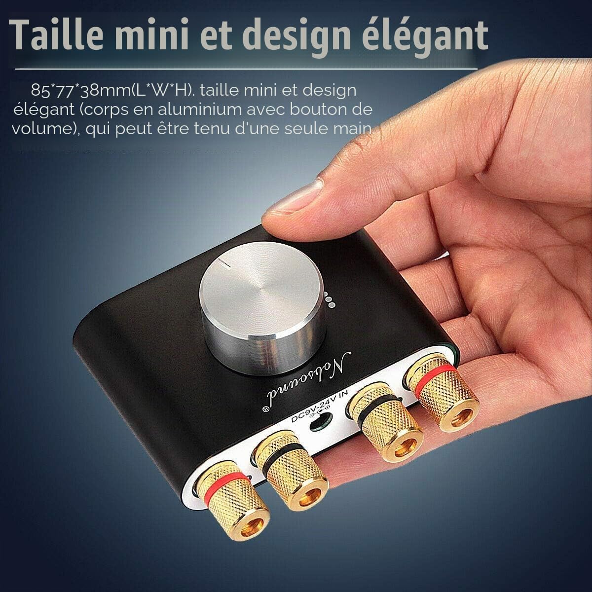 Nobsound Mini Amplificateur de puissance Bluetooth, Stereo Hi-Fi Digital Amp 2.0 Channel 50W × 2 avec entrée AUX/USB/Bluetooth, Récepteur audio sans fil; Carte son avec carte d'alimentation (noir)