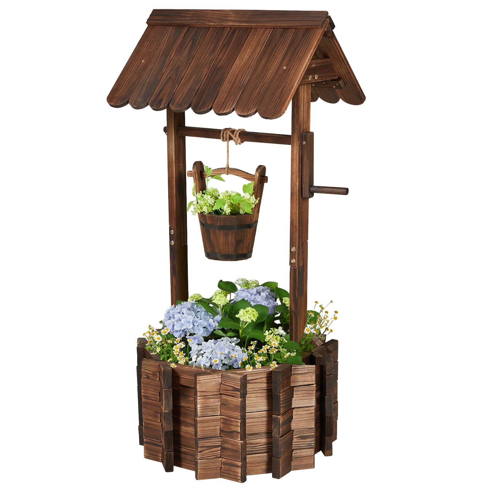 Amazon.com : Wishing Well with 4 Wooden Reinforced Rod Amerlife Wishing  Wells for Outdoor with Hanging Bucket Flower Planter Yard Decor for Outdoor  Back Yard 21.7"x21.7"x47.3" : Patio, Lawn & Garden