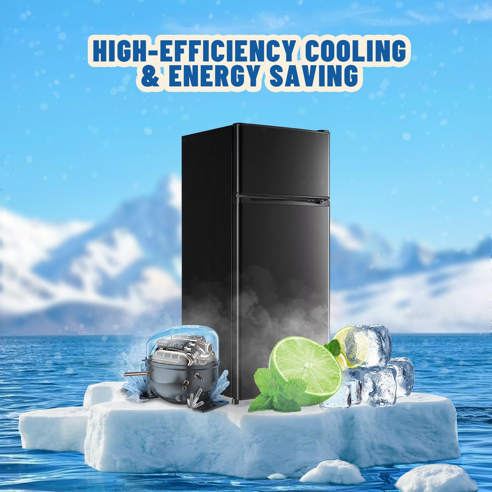 DEMULLER 4.5 CU.FT Capacity Compact Refrigerator with Freezer Double Door Mini Fridge Small Apartment Refrigerator with 7 Adjustable Temp Control & 3 Glass Shelves for Kitchen Office Dorm Black on Fridge.com