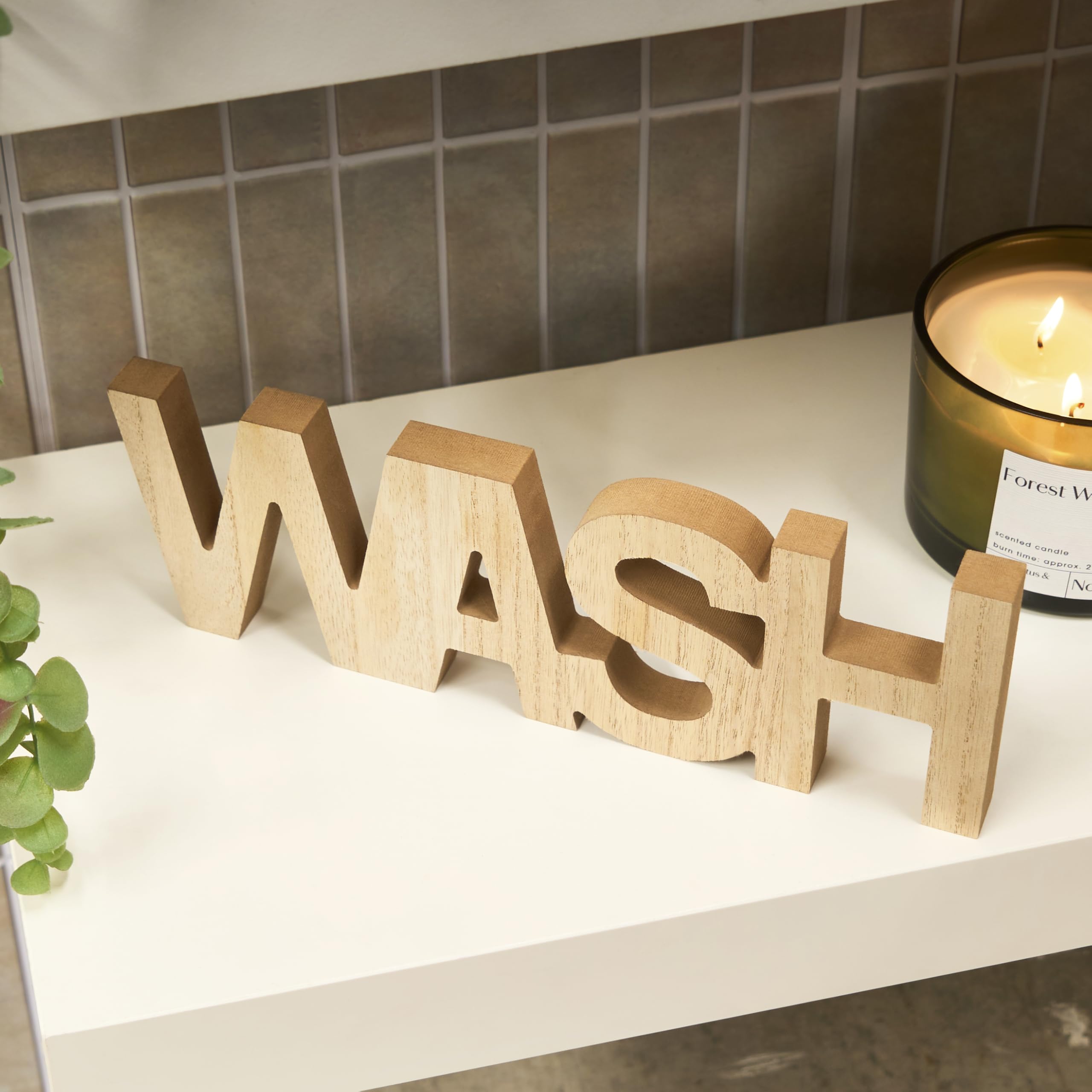 OHS Wash Sign Statue Freestanding Bathroom Décor from B&Q