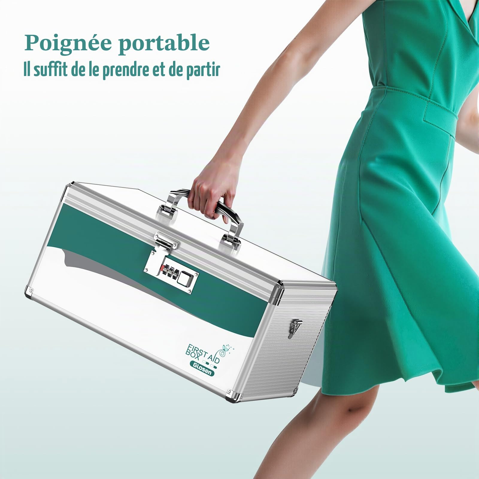 Glosen Boîte à Pharmacie avec code, Boîte de Rangement Médicale, Boite Medicaments à serrure à combinaison, Coffre de Rangement Medicament à serrure combinée Verrouillable