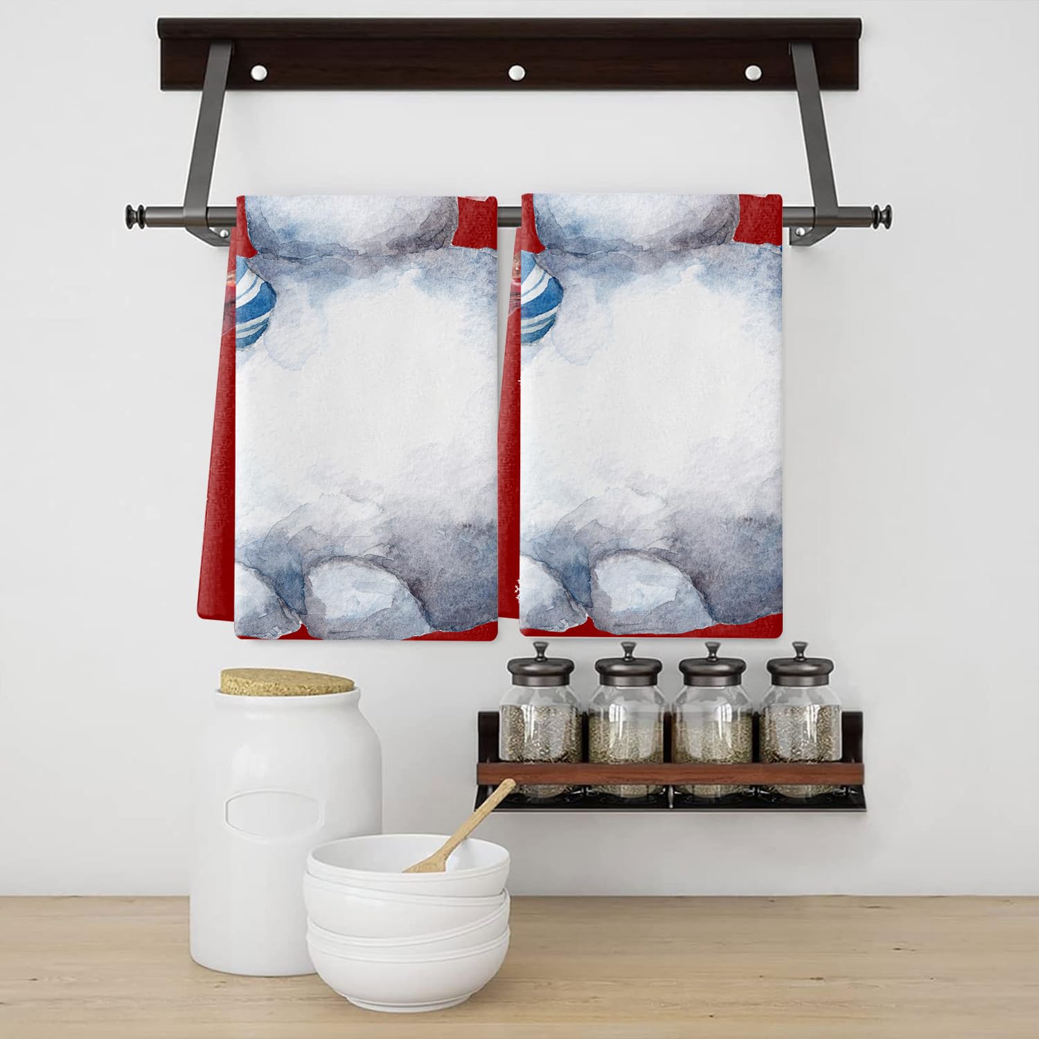 Trapos Cocina Navidad Gris Y Azul Paños de Cocina Microfibra Paños Cocina Suaves Lavable Toallas Reutilizables Absorbentes Baño Pañuelo de Mano Trapos de Cocina 2 Piezas (44x74 cm)
