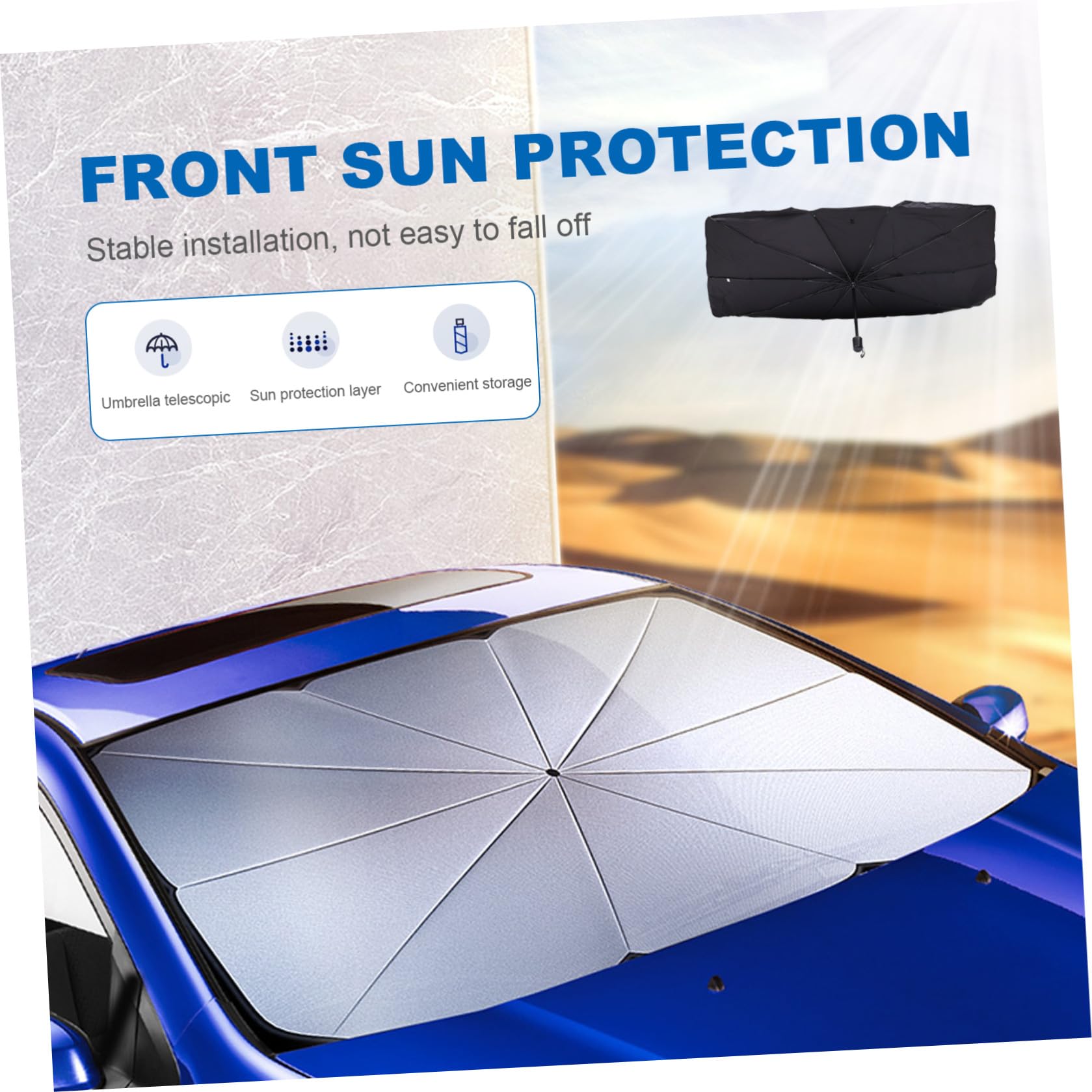 Parapluie Pare-Soleil pour Véhicule 1 Set, Pliable en Acier