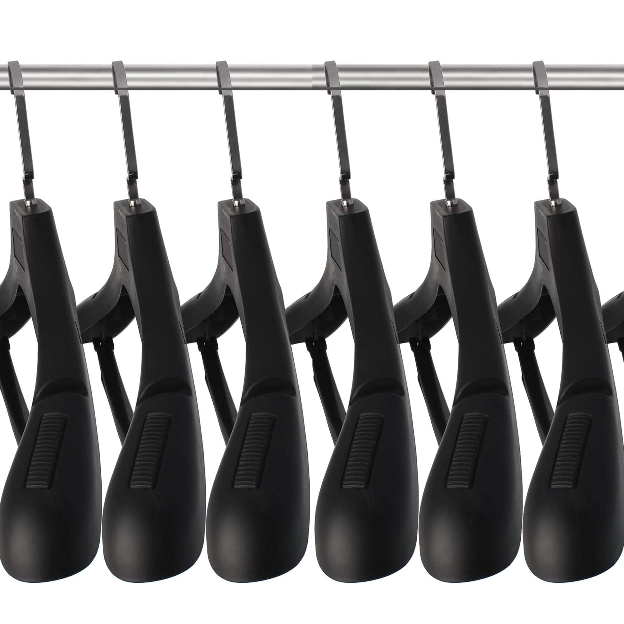 ZOBER High Grade Plastic Extra Wide Shoulder Suit Hangers Width 17.7",Notched Shoulders,Non Slip Pants Bar,360° SwivelHook, for Coat, Suit, Heavy Clothes (10 PACK)
