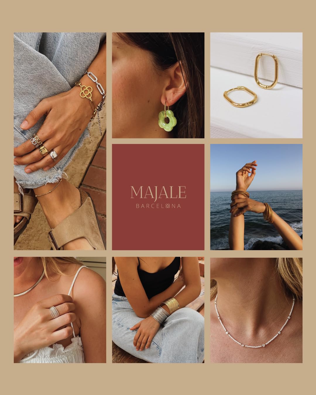 MAJALE - Cadena Oval de Acero Inoxidable - Collar de Acero Inoxidable con Acabado en Baño de Oro de 18Kt y Rodio - 90cm +5cm Extra - Estilo Versátil como Collar o Cinturón - Joyería Mujer