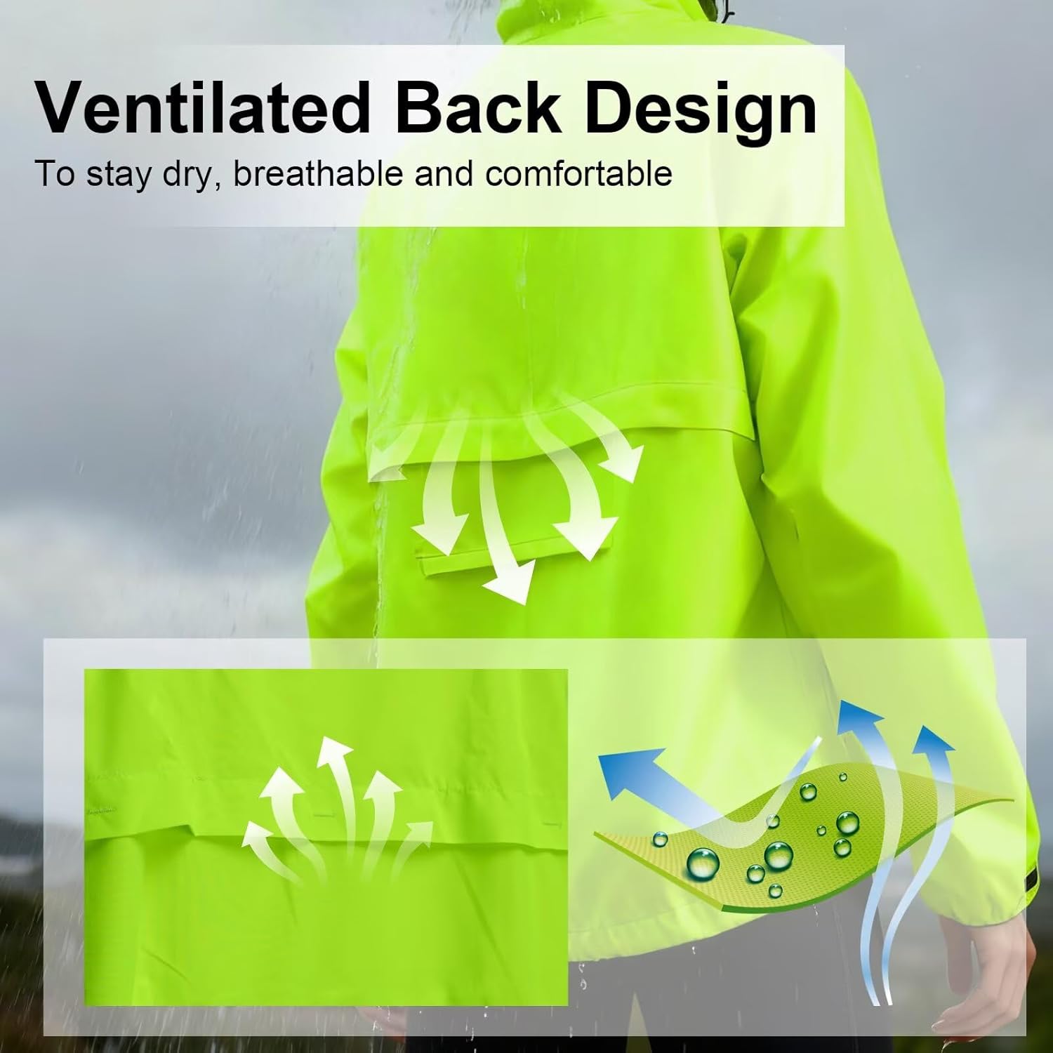INBIKE Womens Cycling Rain Jackets Waterproof Windbreaker Lightweight Windproof Reflective Running Jacket Packable Hooded - Image 5