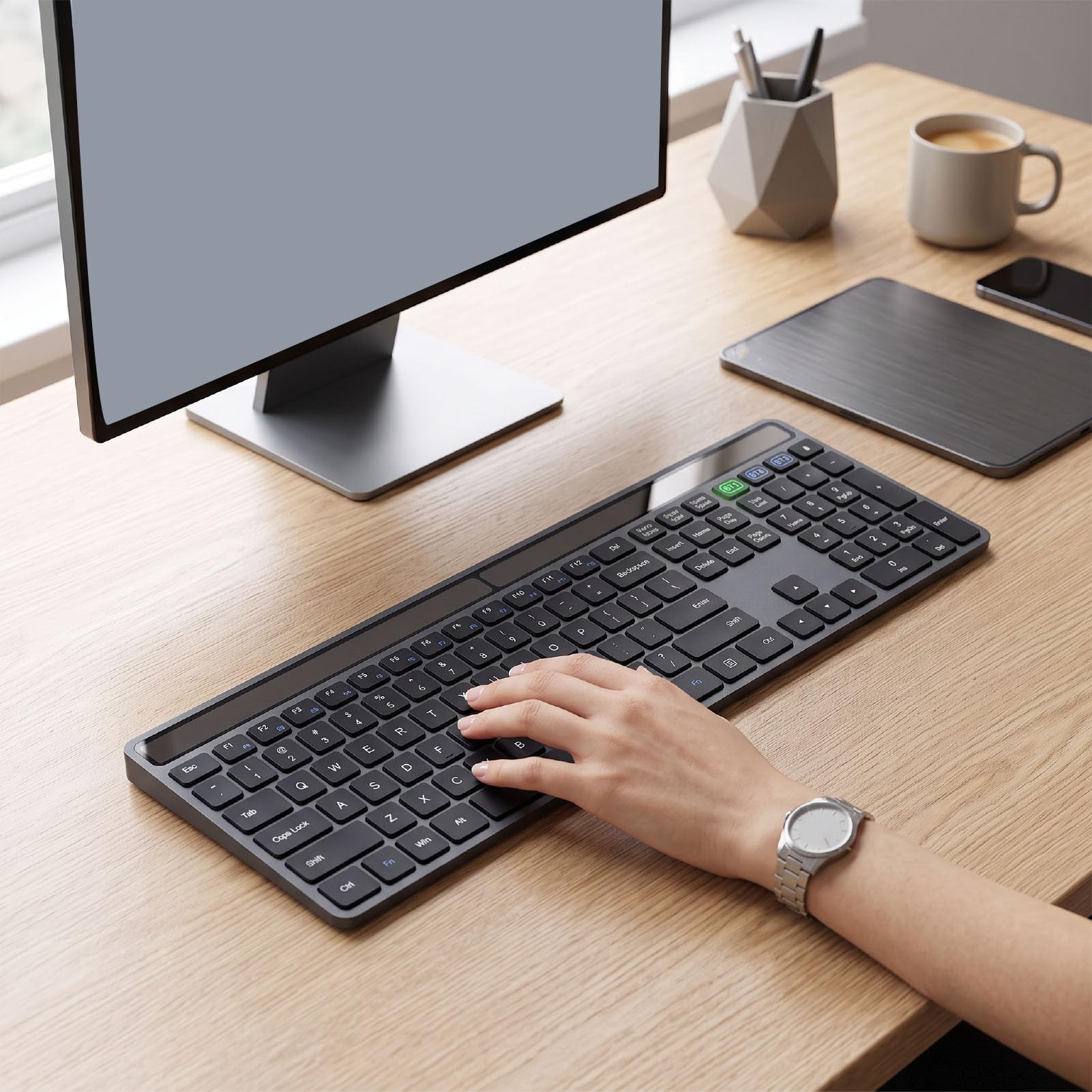 Tastiera Wireless in Lega di Alluminio, 109 Tasti Solare