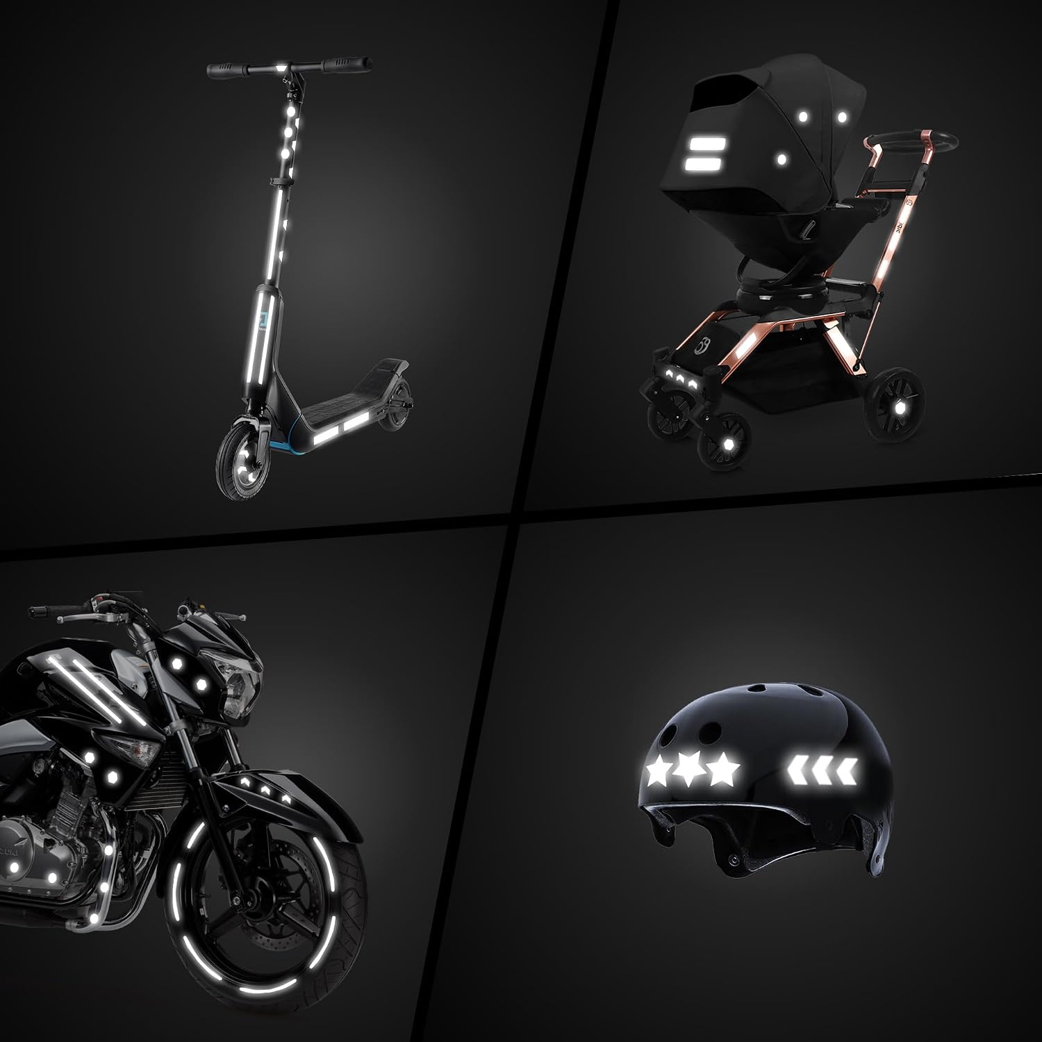 LOOM® Mega Reflective Stickers for Bikes & Helmets | 101pc | Black | Our largest reflective sticker set with versatile sizes and shapes for helmets, bikes, scooters and gear; outdoor-ready