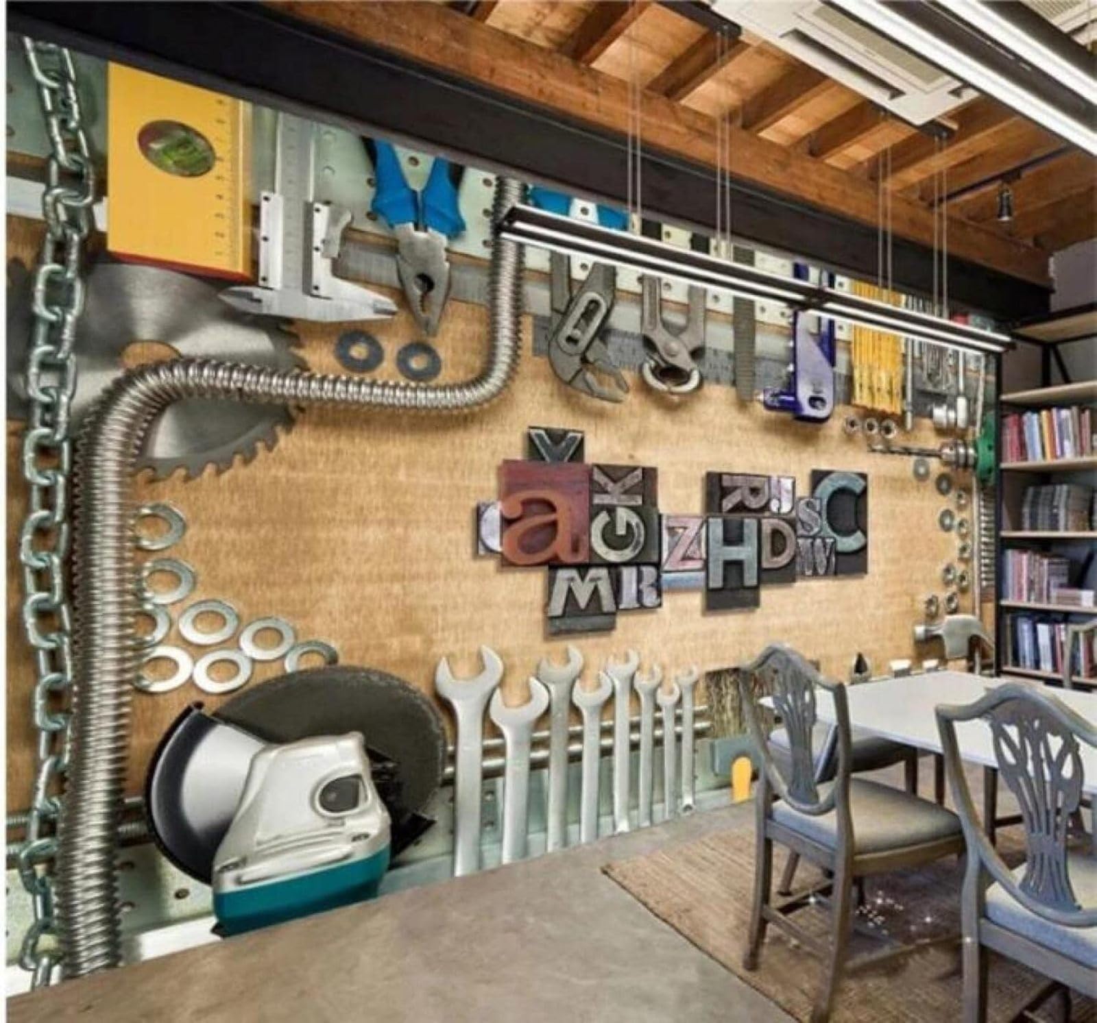 XLMING Vintage Three Dimensional Metal Machinery Tools 3D Wallpaper Luxury Home Dining Decor Paste Sofa Living Room The Wall for Bedroom Mural-350cm×256cm