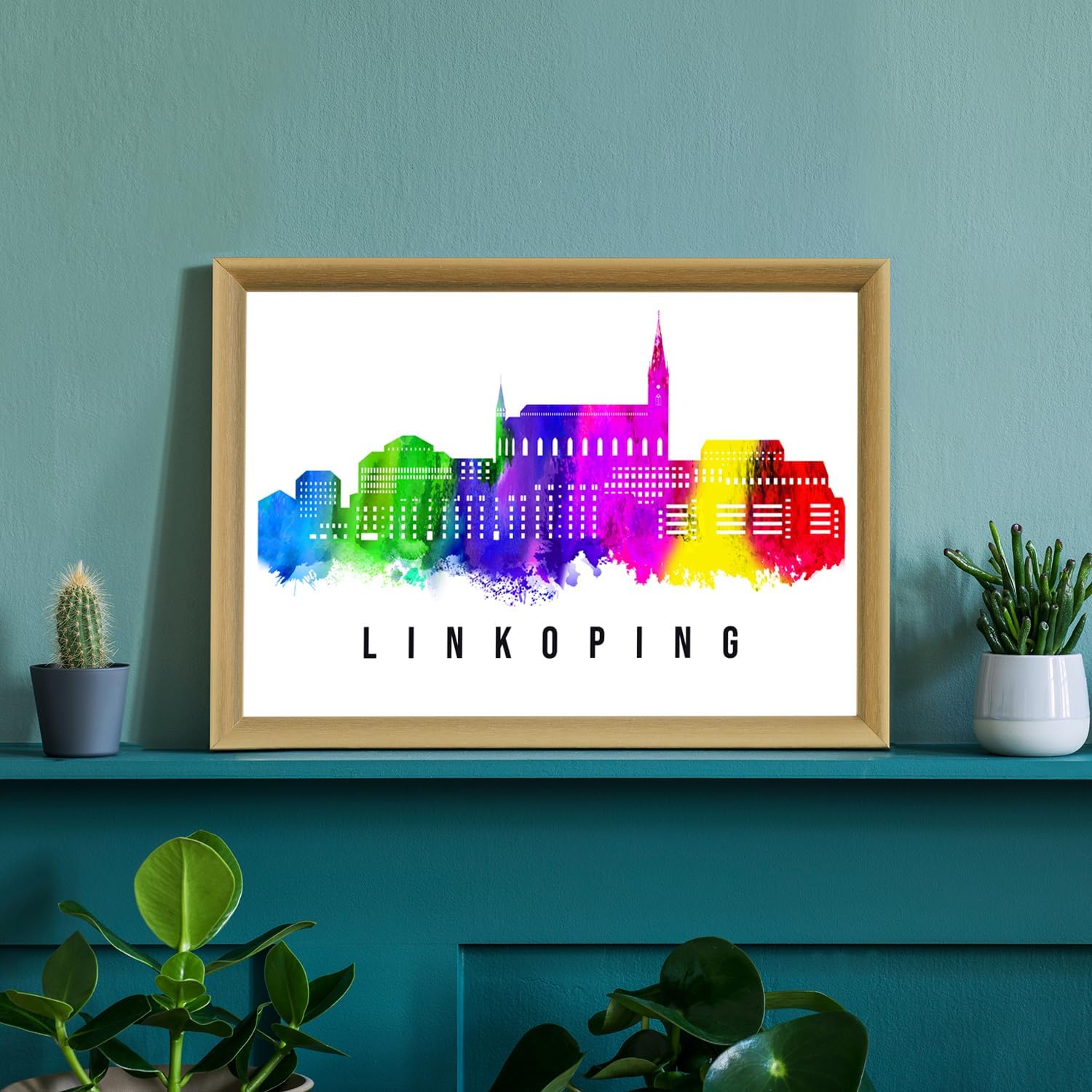 Pera Print Sweden Poster, Sweden-Linkoping Poster, Sweden Illustration Skyline City Poster, Modern Skyline Poster, Cityscape and Landmark Print, Home-Office Wall Art Decoration