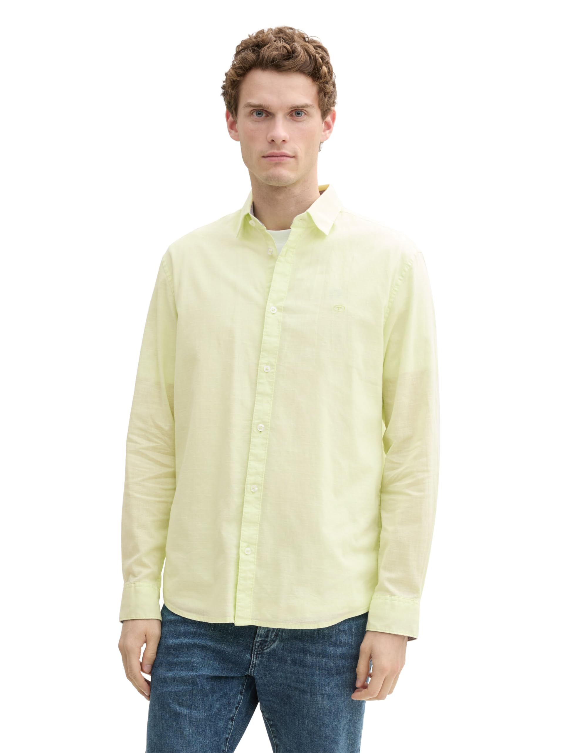 TOM TAILOR Men's Regular Fit Shirt with Embroidered Logo
