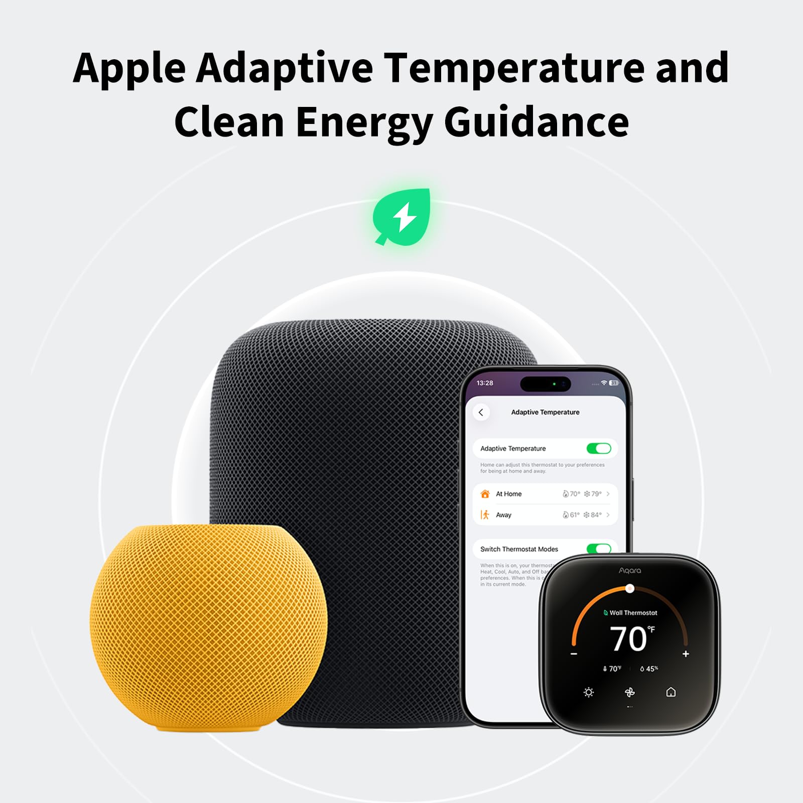 Aqara Smart Thermostat W200 with Apple Adaptive Temperature & Clean Energy Guidance, 4" Touchscreen, Matter Controller, Built-in Radar Sensor, Works with Apple Home, Siri, Google Assistant, Alexa - 3