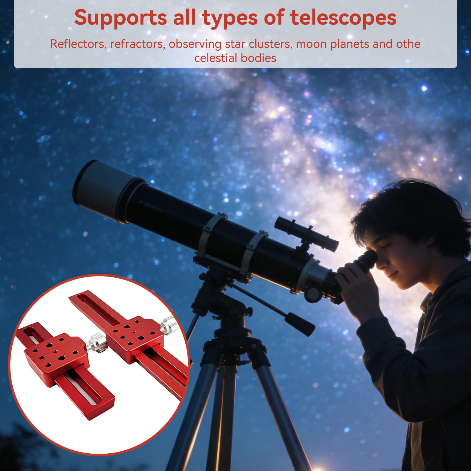 Teleskop Schwalbenschwanzklemme, Schwalbenschwanz Sattelklemme aus Aluminiumlegierung für Teleskope und Kameras Einsteckhalterung Für astronomische Teleskope, Spiegel, Linsenspiegel, Leitspiegel