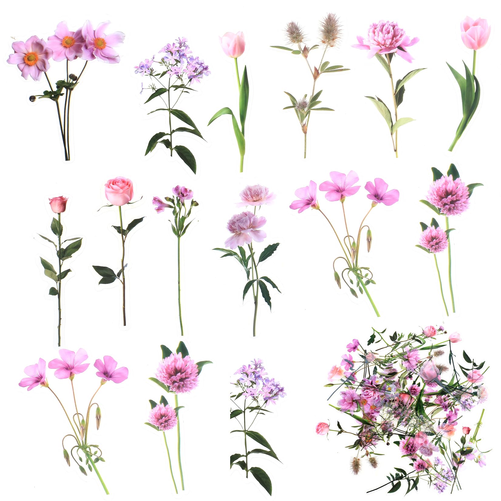 40 Piezas Pegatinas de Florales, Pegatinas Autoadhesivas Stickers Decorativas, Scrapbooking Pegatinas Transparentes para DIY Álbumes de Recortes Scrapbooking Agenda Muebles - Flor