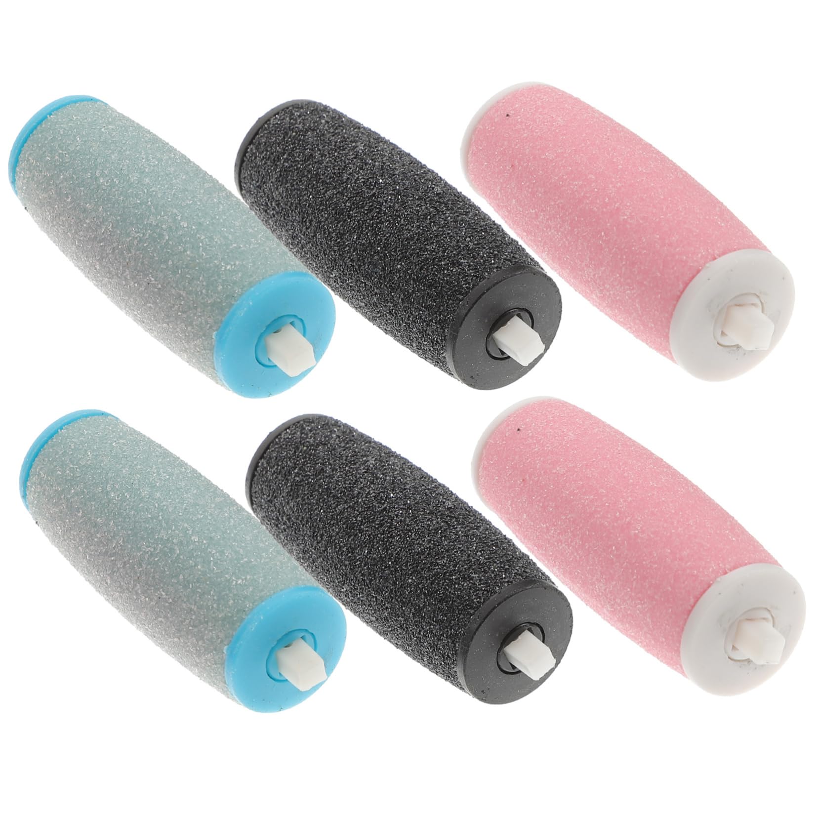 Ipetboom 6Pcs Replacement Roller Heads for Foot Care Coarse Skin Remover Tool Sky Blue Pink and Black Durable Heads for Exfoliating Hard Cracked Skin