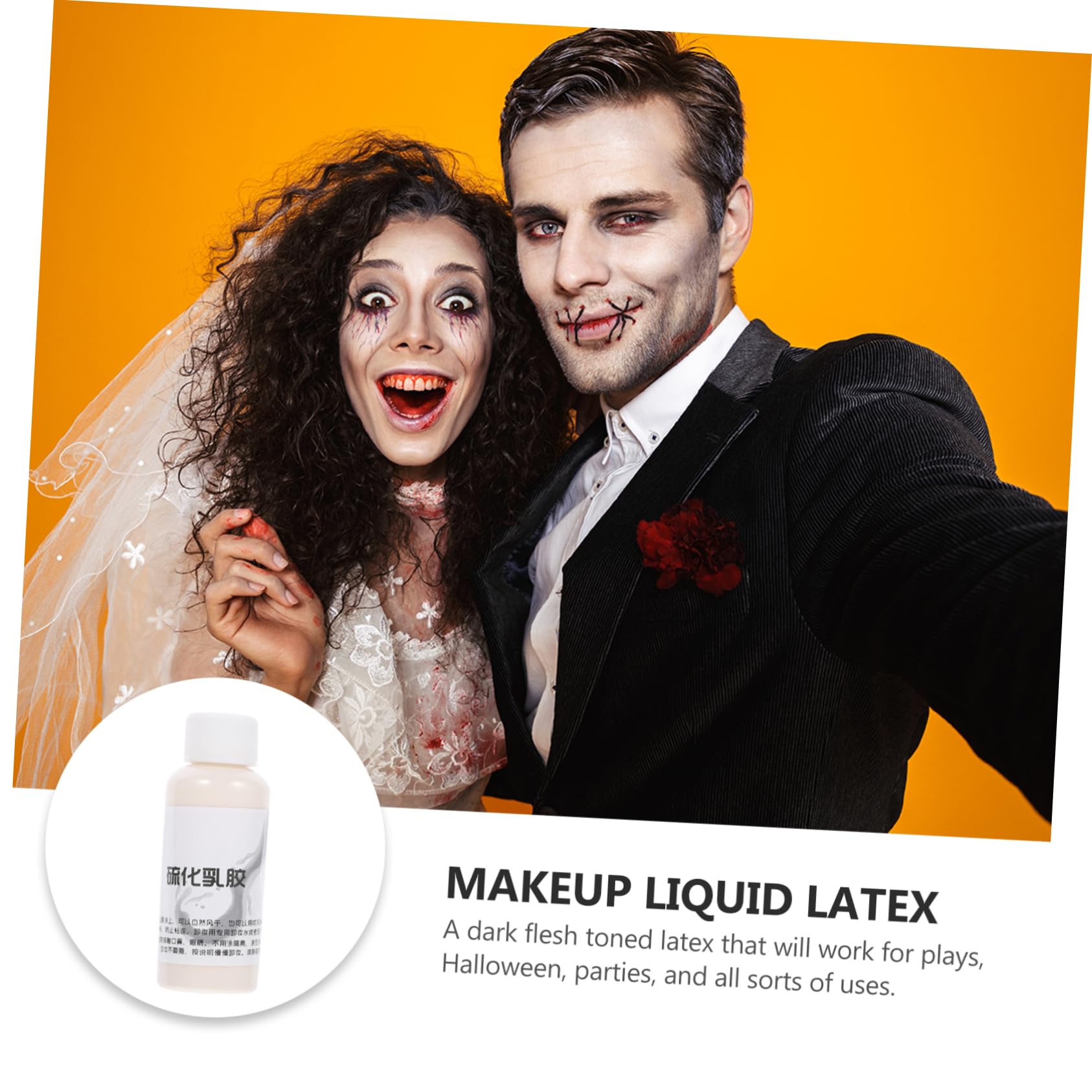 Mikinona 4 Piezas 1 látex vulcanizado malvavisco sangre falsa lavable soplo de polvo fijador Víspera de Todos fiesta luminosa pintura facial maquillaje de látex latex liquido