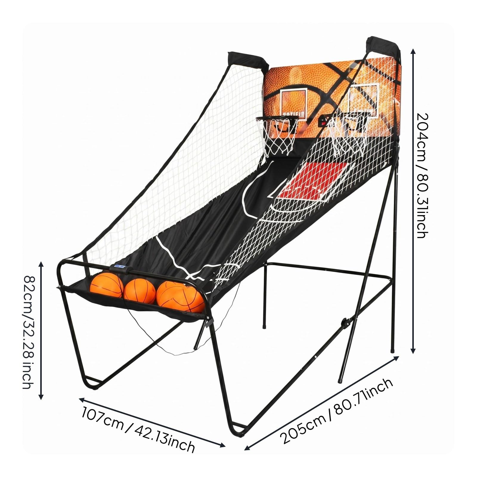 Indoor Basketball Spiel Basketball Arcade Set Korbanlage Wurfspiel Elektronischer Punktezähler Zweispieler Faltbar mit 5 Mini Bällen aus Stahlrohr Und MDF für Eltern Kind Spielzimmer Partys