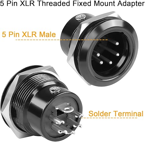 Miniatura 2 de QIANRENON Adaptador de montaje fijo con rosca XLR de 5 pines, macho XLR macho a terminal de soldadura, conector redondo de 5 pines XLR DMX Mount