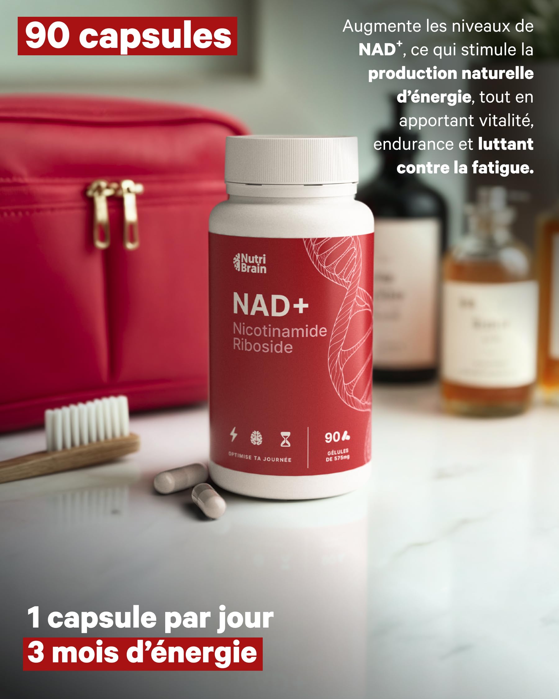 NAD+ Haute Absorption Nicotinamide Riboside 300mg | 90 Gélules | Anti-Âge et Fatigue | NAD+ Booster, Santé Cellulaire et Vitalité | Formule Premium | Sans Gluten | Sans OGM