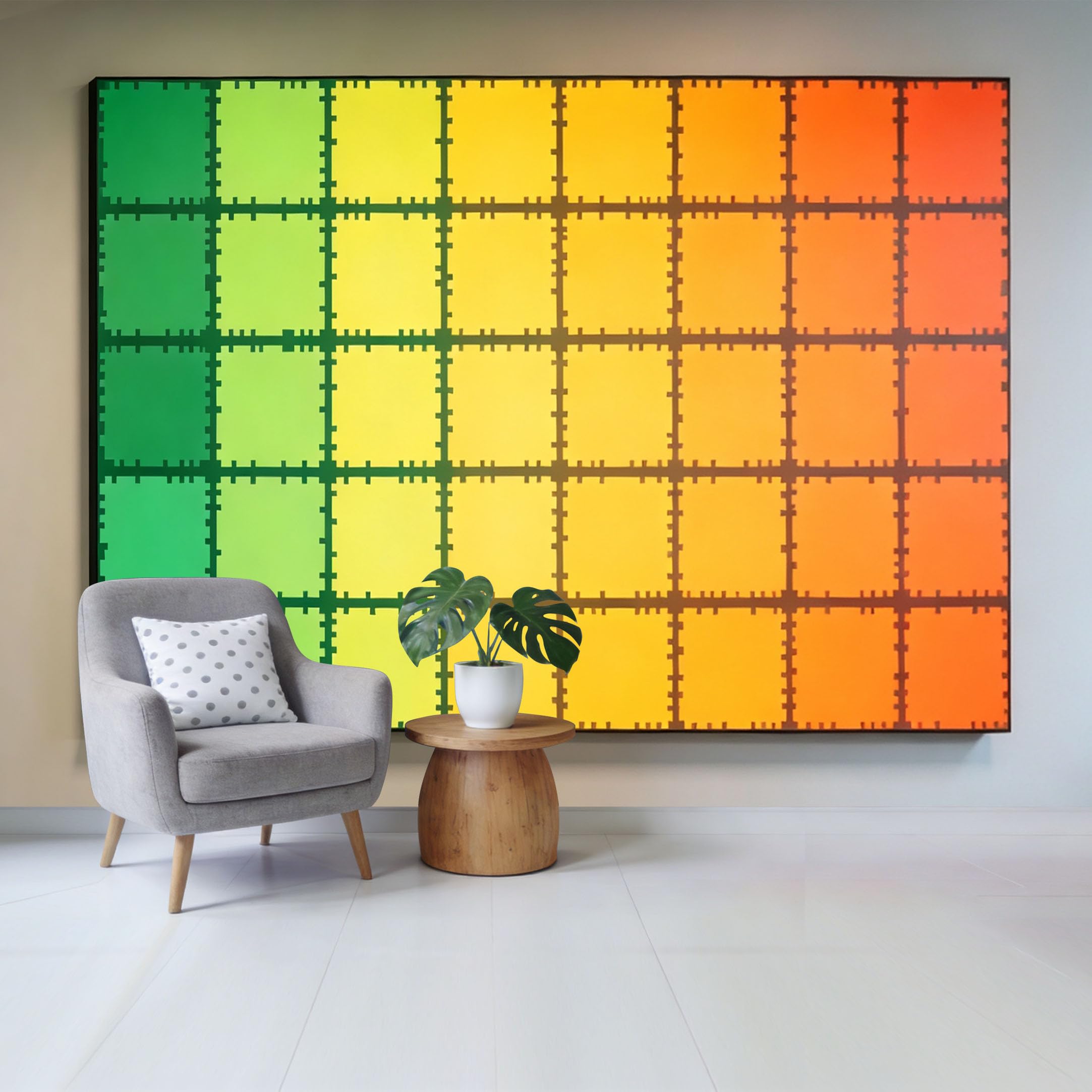 Custom Size Wall Mural Vibrant Gradient Rainbow Grid Abstract Geometric Modern Pattern SelfAdhesive Wall Fabric Removable Wallpaper for Home Office Decor