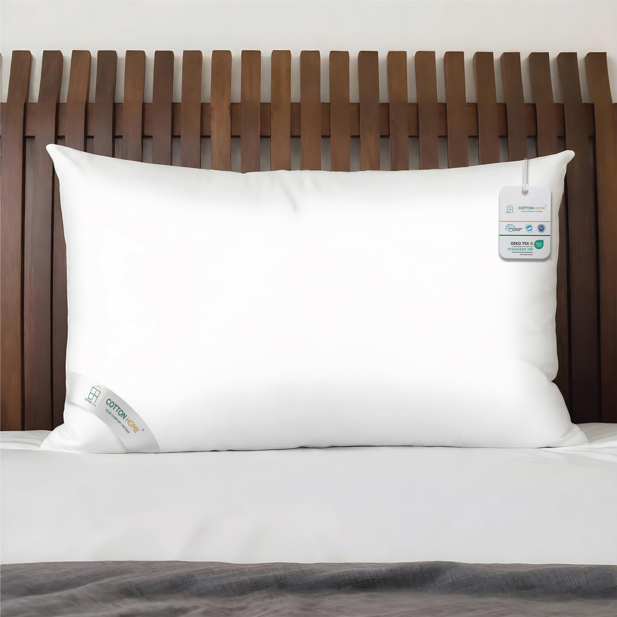 Cotton Home® Supersoft Pillow 48 cm X 75 cm Bed Pillows for Sleeping Pillow Standard Sleep Pillow Medium firm Pillow for Back Sleepers (White) Pack of 1